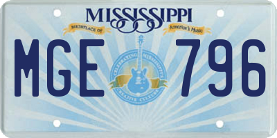 MS license plate MGE796