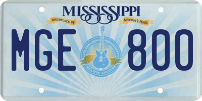 MS license plate MGE800