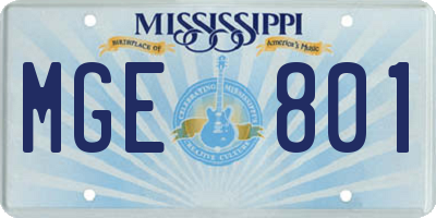 MS license plate MGE801