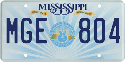MS license plate MGE804