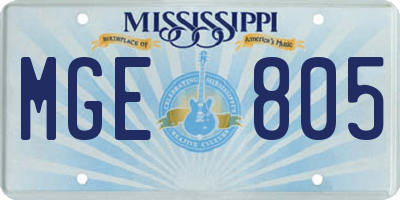 MS license plate MGE805