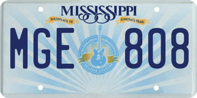 MS license plate MGE808