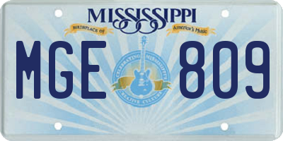 MS license plate MGE809