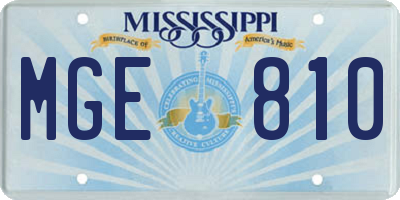 MS license plate MGE810