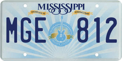 MS license plate MGE812