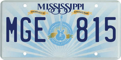 MS license plate MGE815