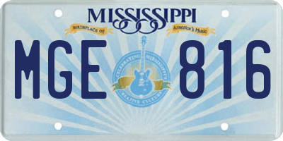 MS license plate MGE816