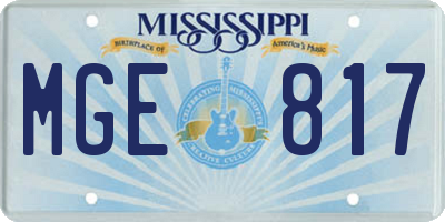 MS license plate MGE817
