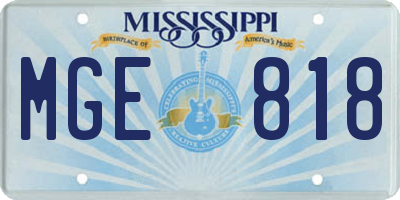 MS license plate MGE818