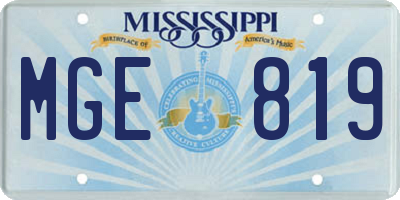 MS license plate MGE819