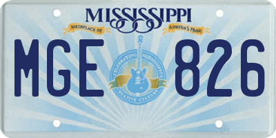 MS license plate MGE826