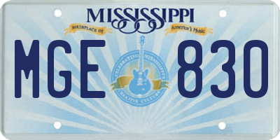 MS license plate MGE830