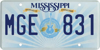 MS license plate MGE831