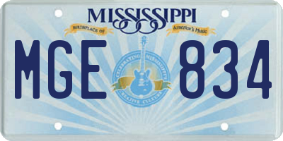 MS license plate MGE834