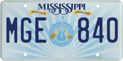 MS license plate MGE840
