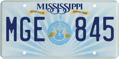 MS license plate MGE845