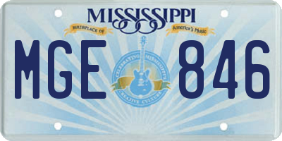 MS license plate MGE846