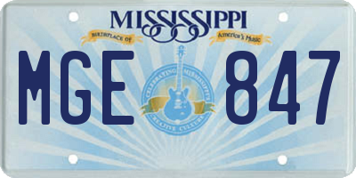 MS license plate MGE847