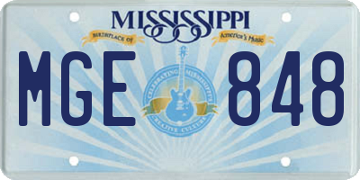 MS license plate MGE848