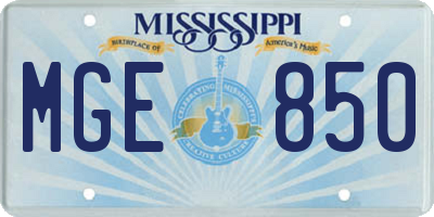 MS license plate MGE850