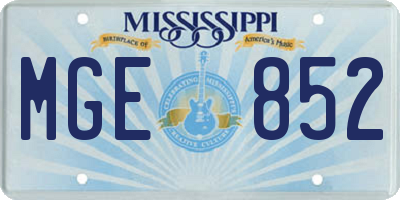 MS license plate MGE852