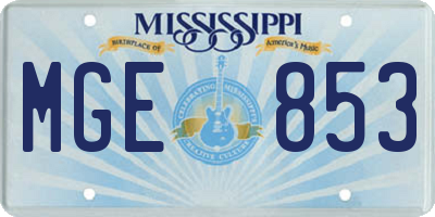 MS license plate MGE853