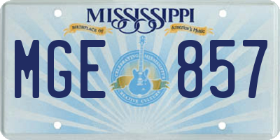 MS license plate MGE857