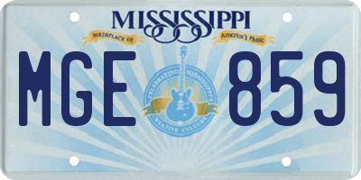 MS license plate MGE859
