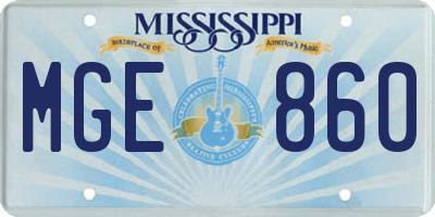 MS license plate MGE860