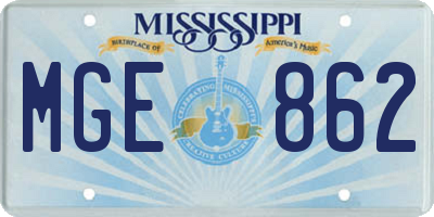MS license plate MGE862
