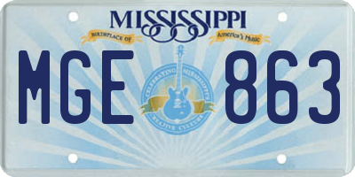 MS license plate MGE863