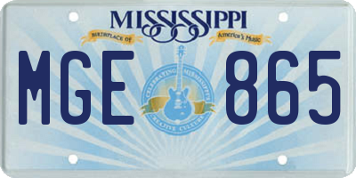 MS license plate MGE865