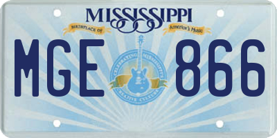 MS license plate MGE866