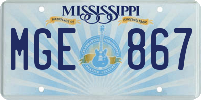 MS license plate MGE867