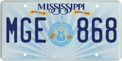 MS license plate MGE868