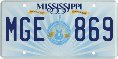 MS license plate MGE869