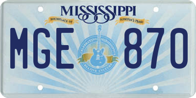 MS license plate MGE870