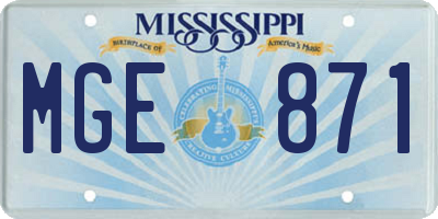 MS license plate MGE871