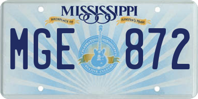 MS license plate MGE872