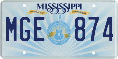 MS license plate MGE874