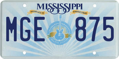 MS license plate MGE875