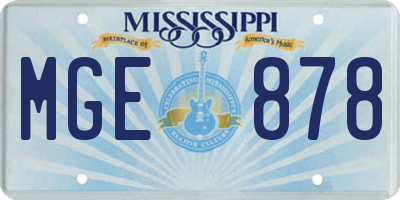 MS license plate MGE878
