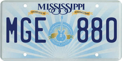 MS license plate MGE880