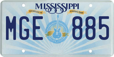 MS license plate MGE885