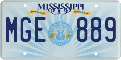 MS license plate MGE889