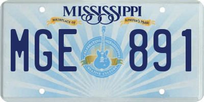 MS license plate MGE891