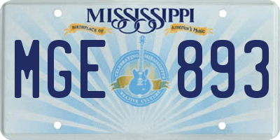 MS license plate MGE893