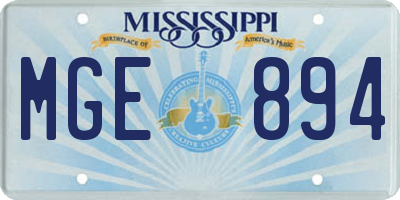 MS license plate MGE894