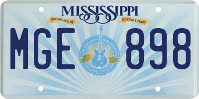 MS license plate MGE898