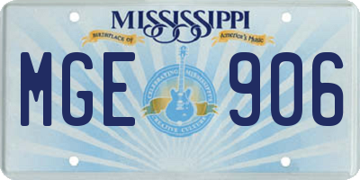 MS license plate MGE906